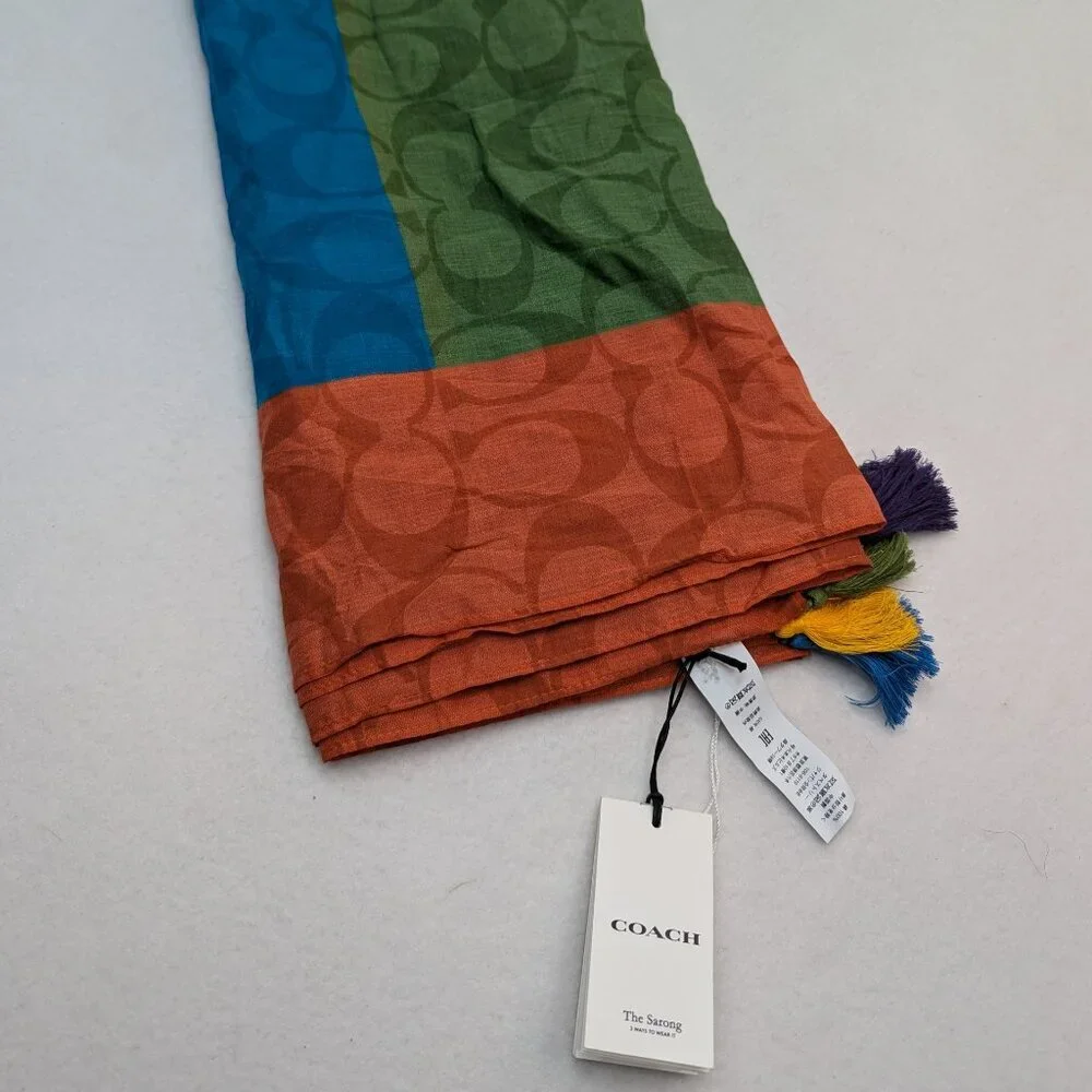Authentic NWT Color block Signature Sarong Coach Scarf ((RARE))